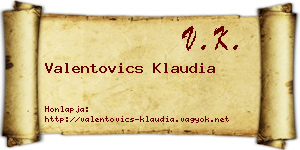 Valentovics Klaudia névjegykártya